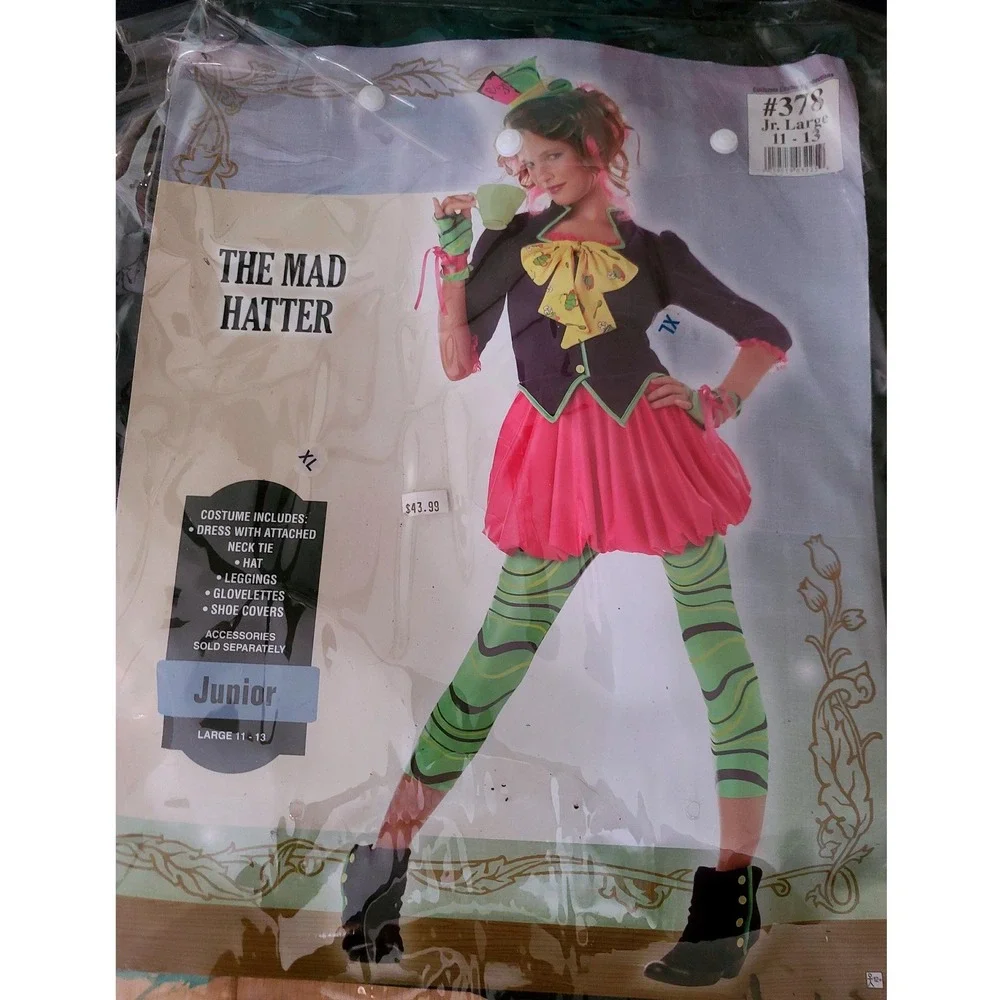 Mad Hatter Costumes Junior Large 11-13 Girls Dress Up Set 378 Purple‎ Halloween